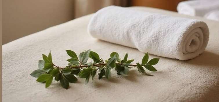 Serviette et brin de verdure